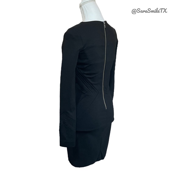 ELIZABETH & JAMES Black Low V-Neck Long Sleeve Fitted Party Dress NWOT - Picture 6 of 14